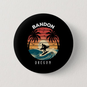 Badge Rond 5 Cm Vagues de planche de surf de Ndon Oregon plage