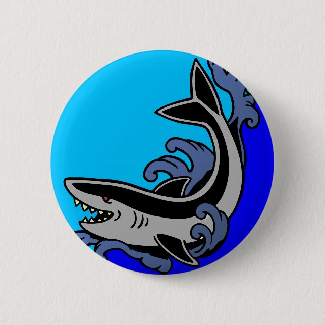 Badge Rond 5 Cm Vagues de requin (Devant)