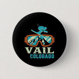 Badge Rond 5 Cm Vail Colorado Mountain Ski Rétro Vintage Et Sn