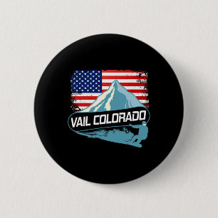 Badge Rond 5 Cm Vail Colorado Snowboard Drapeau Américain I Nordic