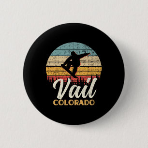 Badge Rond 5 Cm Vail Snowboard Colorado Montagne Vintage Retro