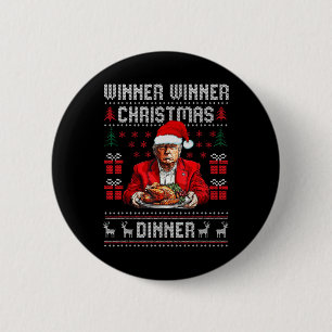 Badge Rond 5 Cm Vainqueur du dîner de Noël Père Noël Trump Ugly Sw
