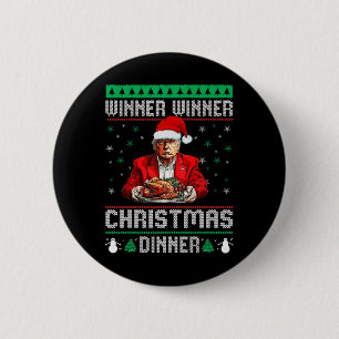 Badge Rond 5 Cm Vainqueur du dîner de Noël Père Noël Trump Ugly Sw