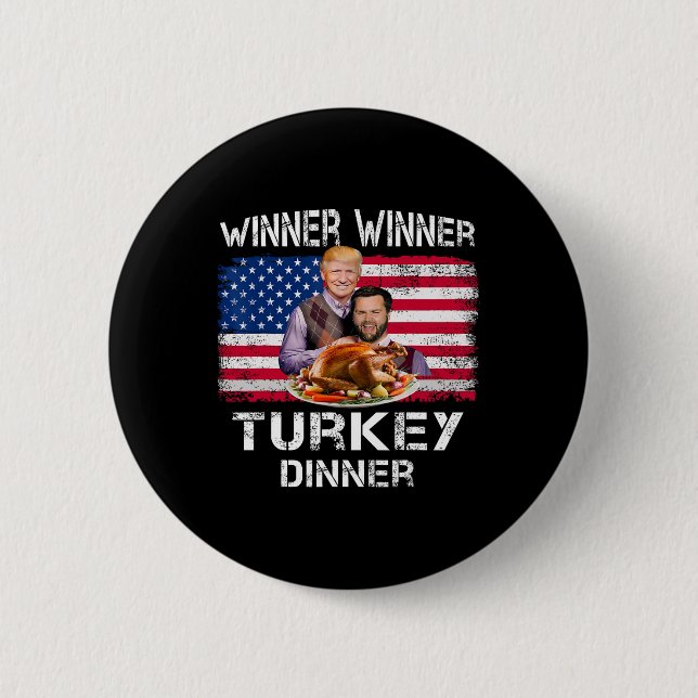 Badge Rond 5 Cm Vainqueur Trump Vance Humour Dîner Turquie (Devant)