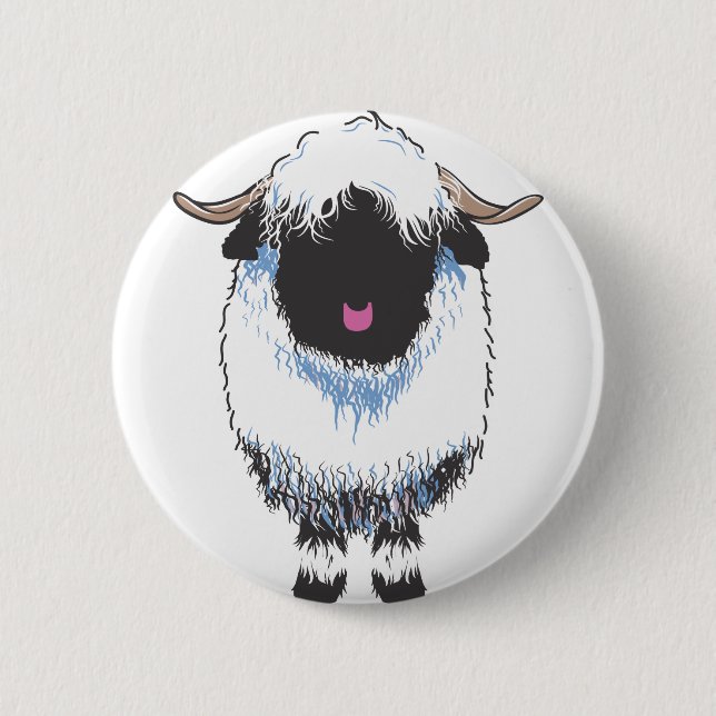 Badge Rond 5 Cm VALAIS Noir Nez Mouton (Devant)