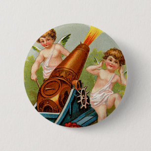Badge Rond 5 Cm Valentin vintage avec canon à cœur