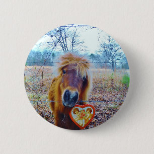 Badge Rond 5 Cm Valentine Heart Horse
