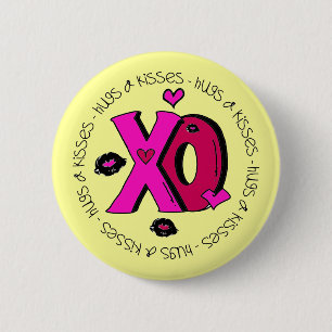 Badge Rond 5 Cm Valentine Hugs et baisers