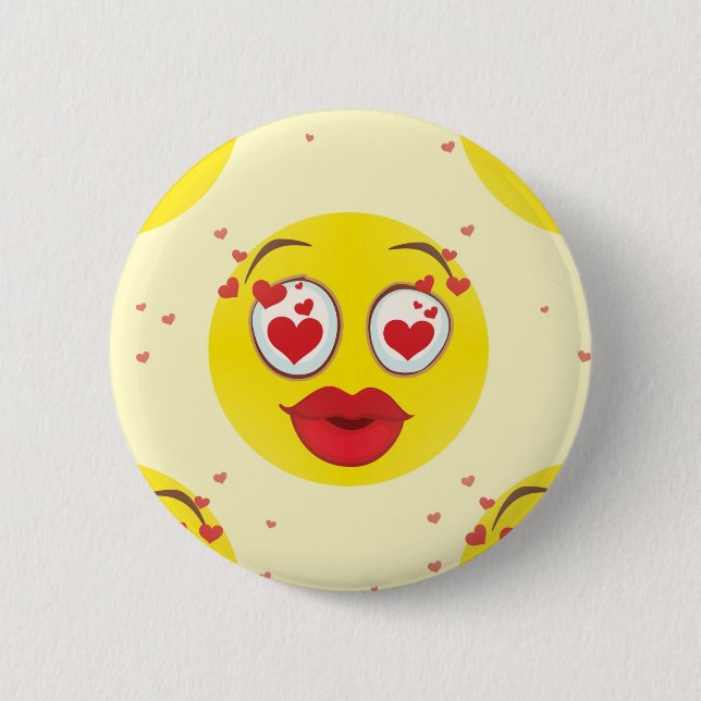 Badge Rond 5 Cm Valentine kiss Emoji (Devant)