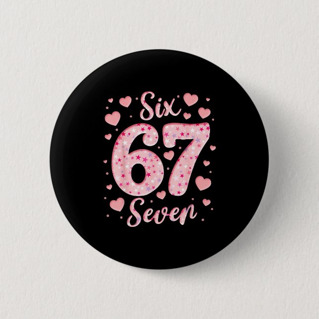 Badge Rond 5 Cm Valentine’s Day 67 Meme Filled With Hearts Funny S (Devant)