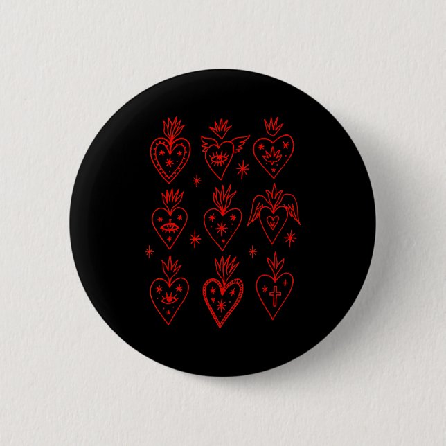 Badge Rond 5 Cm Valentine’s Day Mexican Milagro Gothic Goth Sacred (Devant)