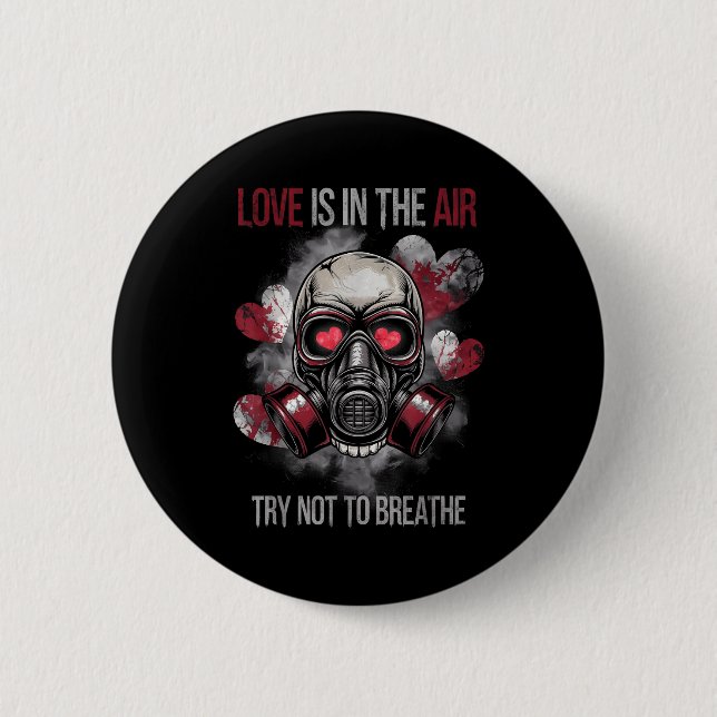 Badge Rond 5 Cm Valentine Skull Gas Mask Love Romance  (Devant)