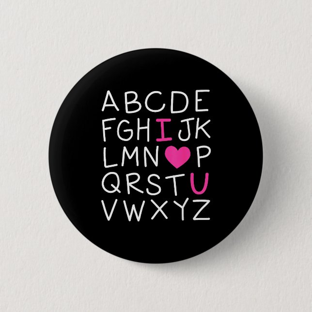 Badge Rond 5 Cm Valentines Day Abc I Love You Alphabet Teacher Gir (Devant)