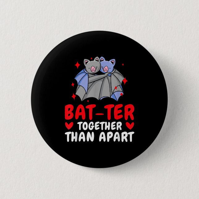 Badge Rond 5 Cm Valentine's Day Cuddling Cute Bats Couple Bat Vale (Devant)