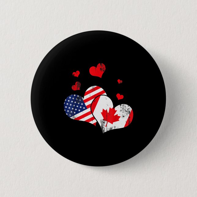 Badge Rond 5 Cm Valentine's Day Gift Maple Leaf Canada  (Devant)