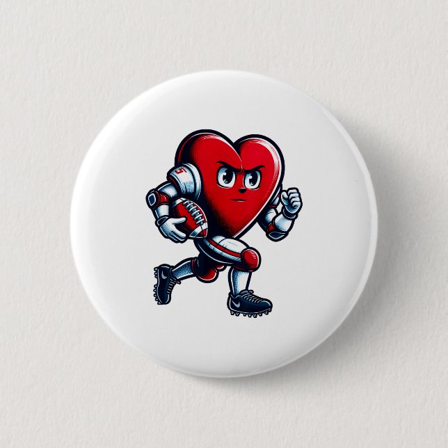 Badge Rond 5 Cm Valentines Day Heart Football Player Team Srts  (Devant)