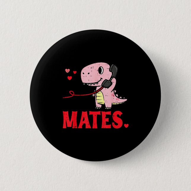 Badge Rond 5 Cm Valentines Day Matching Soulmates Mates Dino Coupl (Devant)