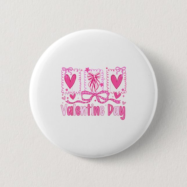 Badge Rond 5 Cm Valentines Day Preppy Hearts Coquette Bow Women Gi (Devant)