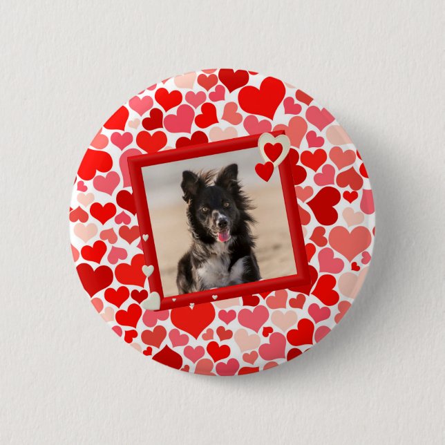 Badge Rond 5 Cm Valentines Frontière Collie Coeurs de chien (Devant)