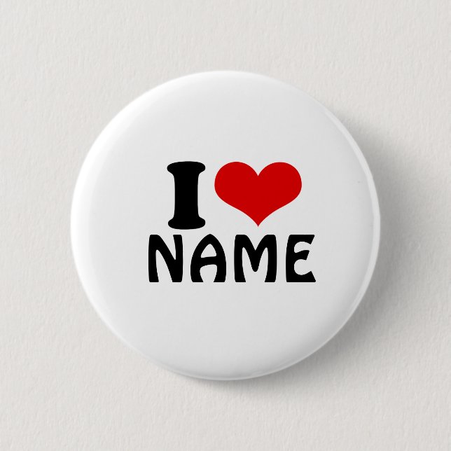 Badge Rond 5 Cm Valentines personnalisables Jour J'aime Coeur Pers (Devant)