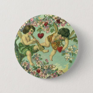 Badge Rond 5 Cm Valentines victoriennes vintages Journée Cupidons
