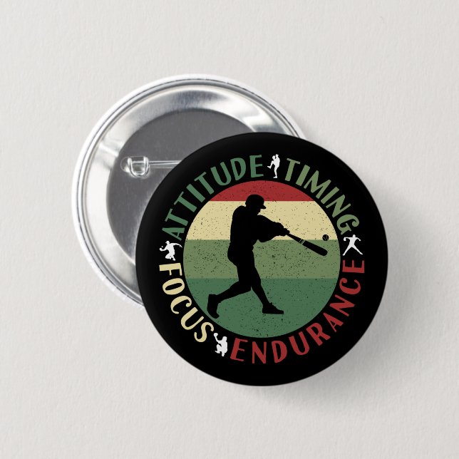 Badge Rond 5 Cm Valeurs de l'équipe de baseball motivationnel (Devant & derrière)