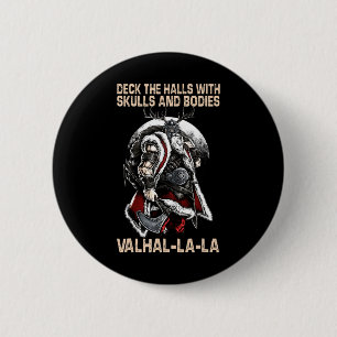 Badge Rond 5 Cm Valhalla-la Décorez Les Salles Avec Des Crânes Et 