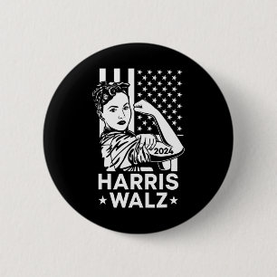 Badge Rond 5 Cm Valse 2024 Drapeau américain Kamala Harris Tim Wal