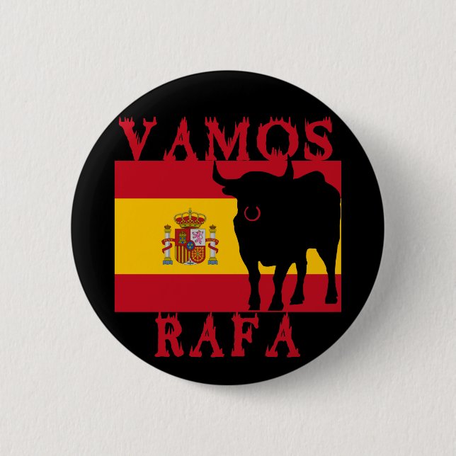 Badge Rond 5 Cm Vamos Rafa avec le drapeau de l'Espagne (Devant)