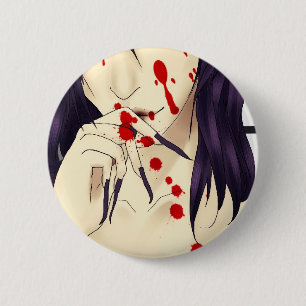 Badge Rond 5 Cm Vampire avec le sang