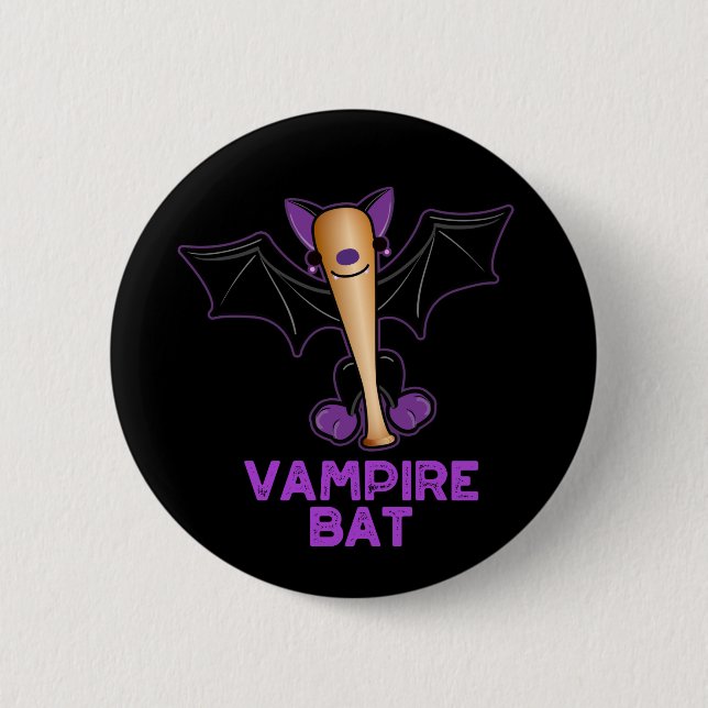 Badge Rond 5 Cm Vampire Bat Funny Baseball Pun Dark BG (Devant)