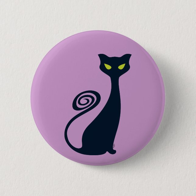Badge Rond 5 Cm Vampire Chat Avec Les Yeux Vertes (Devant)