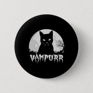 Badge Rond 5 Cm Vampire Chat Noir Halloween Avec Pleine lune - Vam