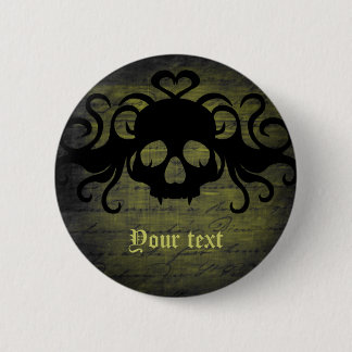 Badge Rond 5 Cm Vampire crâne vert olive