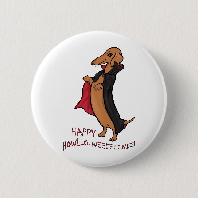 Badge Rond 5 Cm Vampire de Halloween de teckel (Devant)