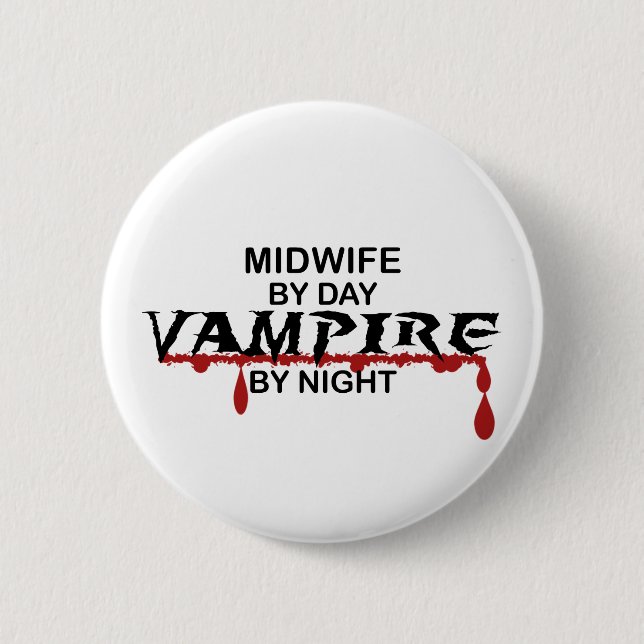 Badge Rond 5 Cm Vampire de sage-femme par nuit (Devant)