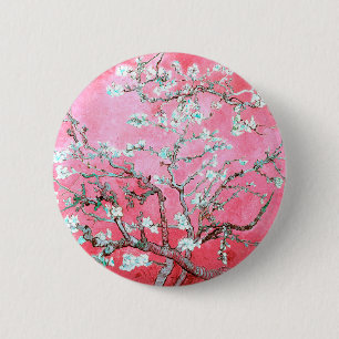 Badge Rond 5 Cm Van Gogh Almond Blossoms rose Bleu