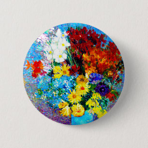 Badge Rond 5 Cm Van Gogh Flowers dans un Vase Bleu