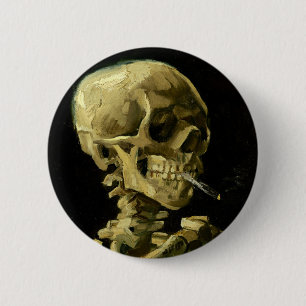 Badge Rond 5 Cm Van Gogh Fumer du squelette
