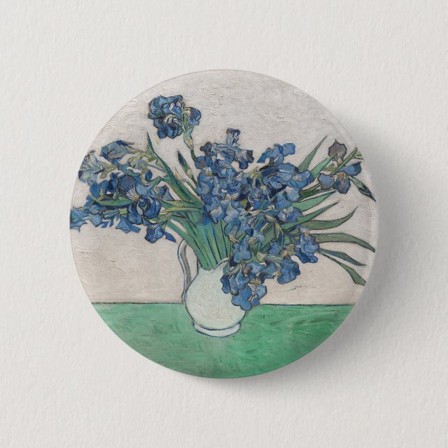 Badge Rond 5 Cm Van Gogh Iris Vase Peinture Impressionnisme (Devant)