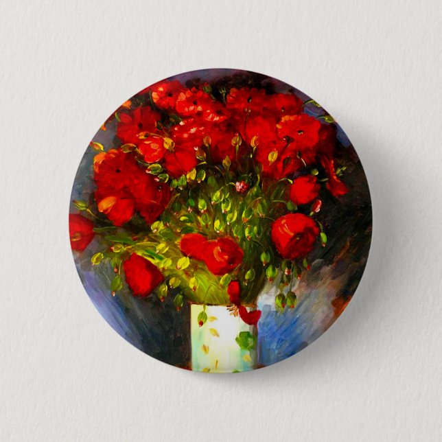 Badge Rond 5 Cm Van Gogh Red Poppies (Devant)