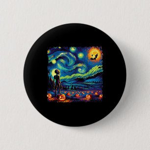 Badge Rond 5 Cm Van Gogh Starry Alien de nuit Homme Halloween Pum 
