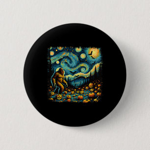 Badge Rond 5 Cm Van Gogh Starry Nuit Halloween Big Foot Citrouille