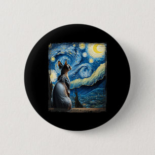 Badge Rond 5 Cm Van Gogh Starry Style de nuit Sphynx Artistique Ch