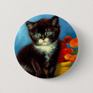 Badge Rond 5 Cm Van Gogh Tuxedo Cat