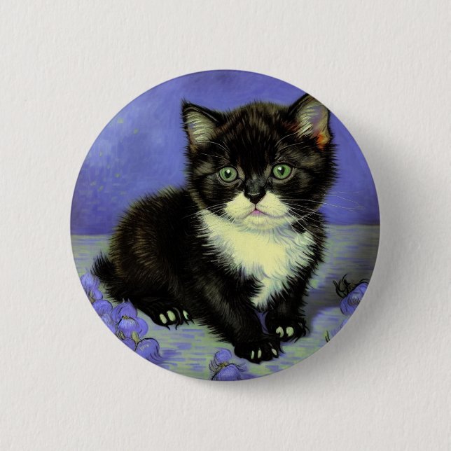 Badge Rond 5 Cm Van Gogh Tuxedo Kitten (Devant)