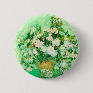 Badge Rond 5 Cm Van Gogh White Roses