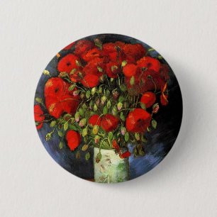 Badge Rond 5 Cm Vase aux coquelicots rouges de Vincent van Gogh