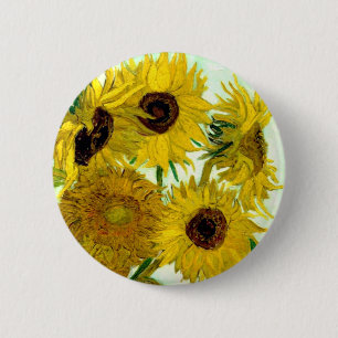 Badge Rond 5 Cm Vase avec douze tournesols, beaux-arts de Van Gogh