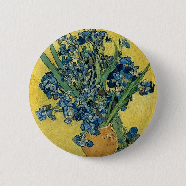 Badge Rond 5 Cm Vase avec Irises par Van Gogh (Devant)